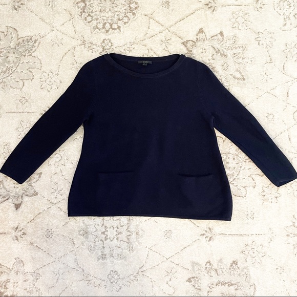 COS Ribbed 3/4 Sleeve Cotton Sweater size Small - Picture 2 of 9